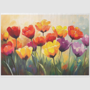 Fette Wasserfarben-Tulpen im Frühjahrs-Decoupage-S Seidenpapier