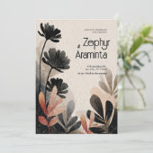 Fette Watercolor Foliage Wedding Einladung (Stehend Vorderseite)