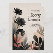 Fette Watercolor Foliage Wedding Einladung (Vorne/Hinten)