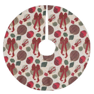 Fette Weihnachtsbaumkugeln & rote Schleifen auf Cr Polyester Weihnachtsbaumdecke