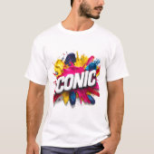 Fette weiße "ICONIC"-Textfarbe Spritzer T-Shirt (Vorderseite)