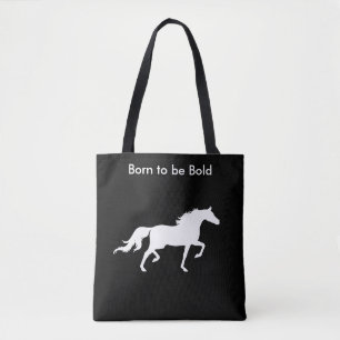 Fette weiße Pferdesilhouette auf Schwarz Tasche