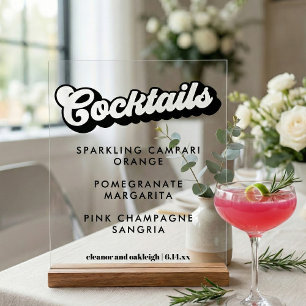 Fette Weiße Schwarze Groovy Hochzeitscocktails Kla Acrylschild