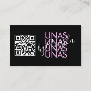 Fette Wimpern Salon Nägel Unas QR Code Pink Schwar Visitenkarte