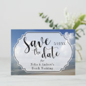 Fette Wolken über Strand Foto mit Abzeichen Save t Save The Date (Stehend Vorderseite)