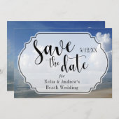 Fette Wolken über Strand Foto mit Abzeichen Save t Save The Date (Vorne/Hinten)