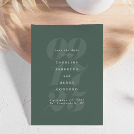 Fette Zahlen trendy modernes schlängelgrünes Foto Save The Date