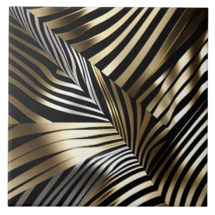 Fette Zebrastreifen - Schwarzes, Gold-, Silberdesi Fliese