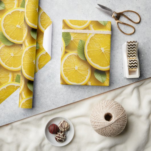 Fette Zitronenscheibe Glänzendes Geschenk Geschenkpapier (Kunsthandwerk)