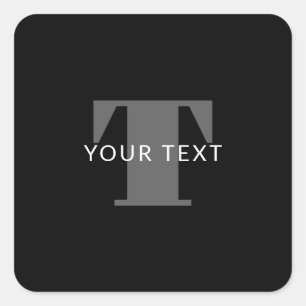 Fetter bearbeitbarer Text Schwarz Weiß & Grau Quadratischer Aufkleber