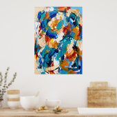 Fetter Blau Orange Abstrakt Poster (Küche)
