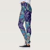Fetter Blau- und Türkisblumen-Print Botanisches Mu Leggings (Links)