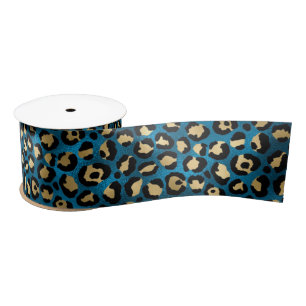 Fetter Blaue Leopardenoptik Glamouröses Tiermust Satinband