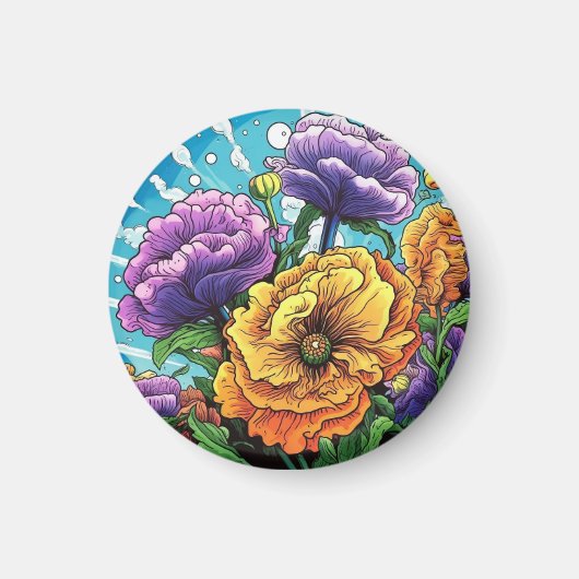 Fetter Blumenmagnet, lebendig schön Magnet (Vorne)