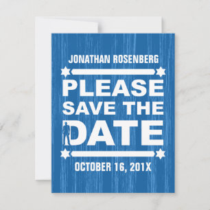Fetter Buchstabe Bar Mitzvah Save the Date im Blau