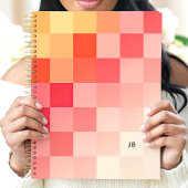 Fetter Farbverlauf Rosa Schachbrett-Monogramm Planer