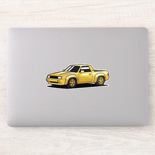 Fetter Gelber Pickup Toon Aufkleber (Computer)