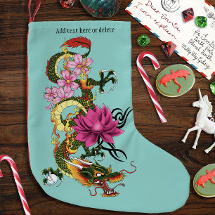 Fetter Grüner Chinesischer Drache Lotus Türkis Tat Kleiner Weihnachtsstrumpf