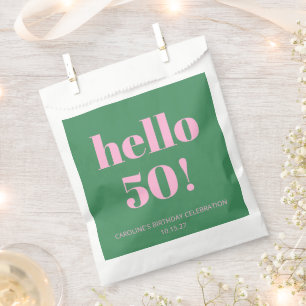 Fetter Heller Moderner Retro Rosa Grün 50. Geburts Geschenktütchen