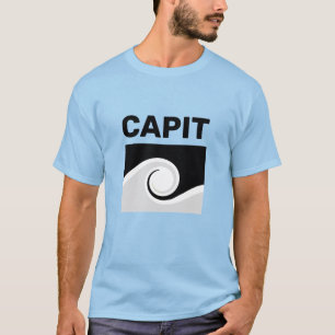 Fetter Kapit Text und abstrakte Wellen T-Shirt