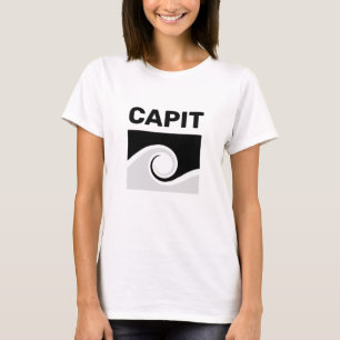 Fetter Kapit Text und abstrakte Wellen T-Shirt