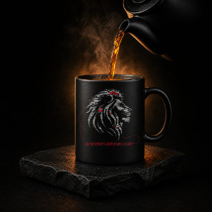 Fetter Leo-Zodiakal-Löwe Rot-Weiße Wortkunst-Desig Kaffeetasse
