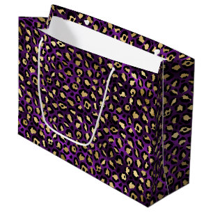 Fetter lila Leopardenprint   Glamouröses Tiermuste Große Geschenktüte