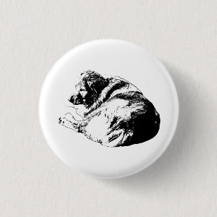 Fetter Locken-Hund-Button teilt moderne ruhige Akz Button