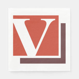 Fetter minimalist Buchstabe V Monogramm Serviette
