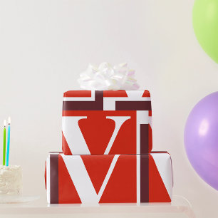 Fetter minimalistischer Buchstabe V Monogramm Geschenkpapier
