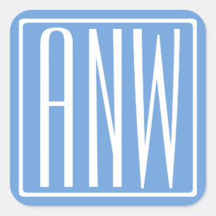 Fetter moderner 3-Anfangs-Buchstaben-Monogramm S Quadratischer Aufkleber