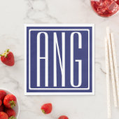 Fetter moderner 3-Anfangs-Monogramm | Marineblau Serviette (Beispiel)