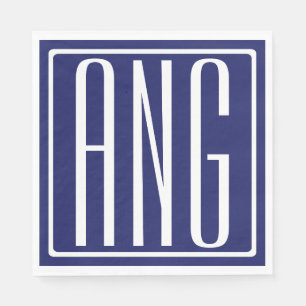 Fetter moderner 3-Anfangs-Monogramm Marineblau Serviette