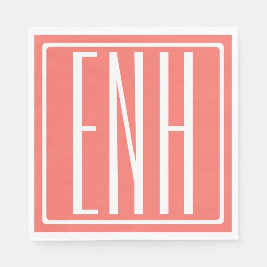 Fetter Moderner 3 Anfangsbuchstaben Monogramm | Ko Serviette (Vorderseite)