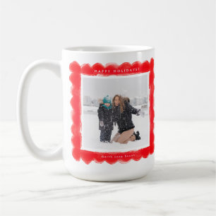fetter moderner Retro-Rotrahmen zwei Foto Weihnach Kaffeetasse