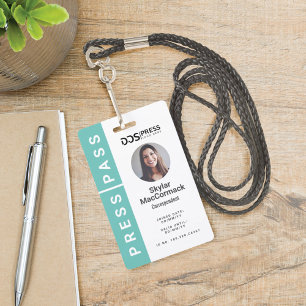 Fetter moderner Teal-Kreis Foto-Press-Ausweis und Ausweis
