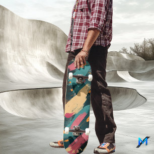Fetter Pinselstrich - Dunkler abstrakter Minimalis Skateboard