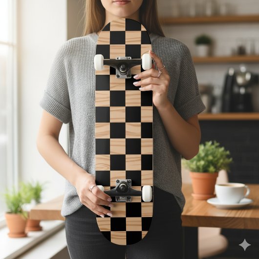Fetter quadratischer Schachbrett-Skateboard-Deck-D Skateboard