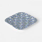 Fetter Retro-Fisch blau Pappteller (Gewinkelt)