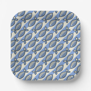 Fetter Retro-Fisch blau Pappteller