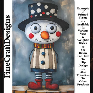 Fetter Retro-Schneemann mit Hut BB1 Decoupage Seidenpapier