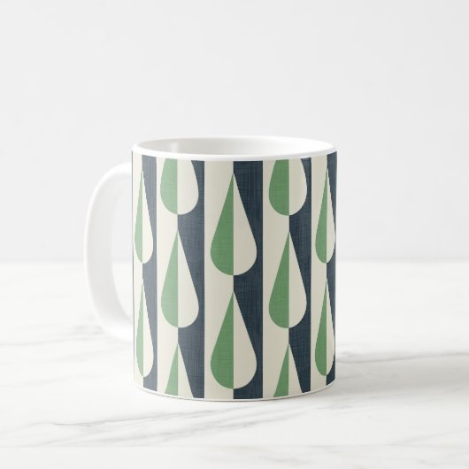 Fetter Retro-Wassertropfen grün und grau Kaffeetasse (Vorderseite Links)