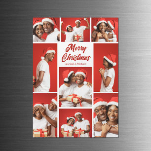 Fetter roter Frohe Weihnachten Foto-Collage-Magnet Magnetkarte