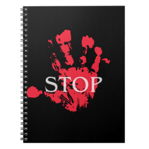 Fetter roter Handabdruck "STOP" Warnsymbol – Activ Notizblock