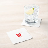 Fetter roter initialer Monogramm-Name-Design Rechteckiger Pappuntersetzer (Vor Ort)