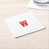 Fetter roter initialer Monogramm-Name-Design Rechteckiger Pappuntersetzer (angewinkelt)