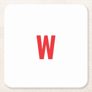 Fetter roter initialer Monogramm-Name-Design Rechteckiger Pappuntersetzer