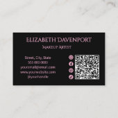 Fetter Schwarz-Rosa Social Icon QR Code Visitenkarte (Rückseite)