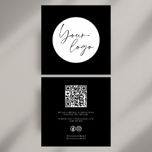 Fetter Schwarz-Weiß-QR-Code Social Square Quadratische Visitenkarte