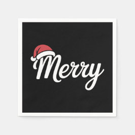 Fetter Schwarzer Frohe Weihnachten Santa Hut Serviette